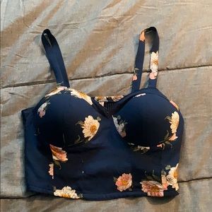 Navy blue floral crop top